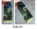 NZ Flower Jade Greenstone Toki With Double Koru #FJ