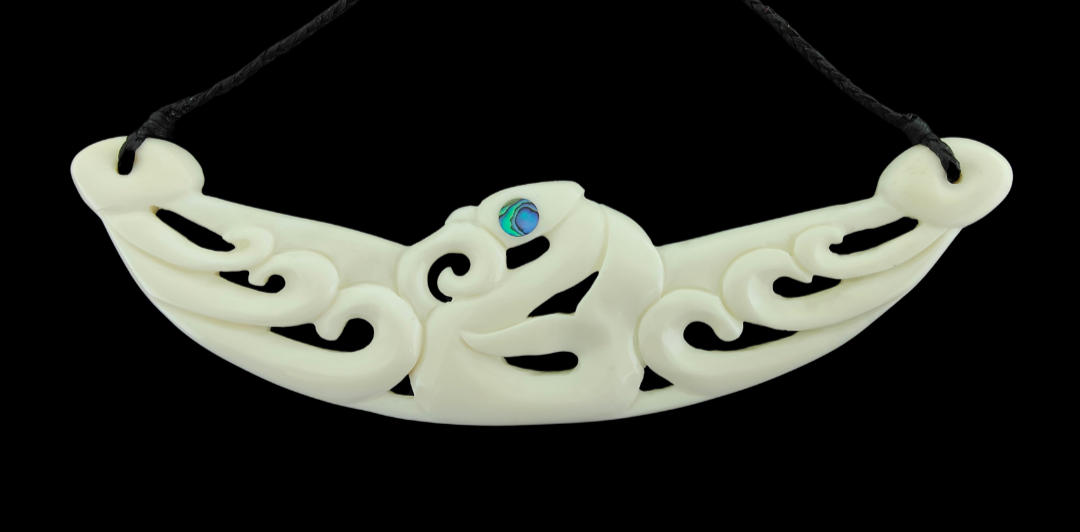 Manaia Breast Plate Bone Carving Necklace - 137mm #1 Main image