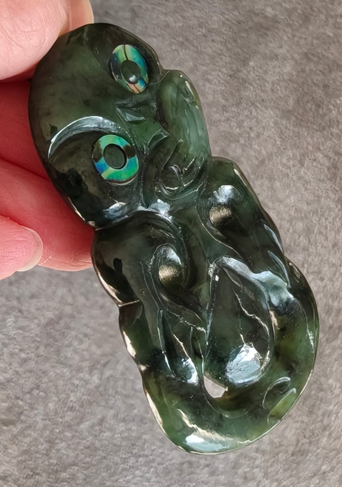 NZ Greenstone Tiki Carving - 69mm #35B Secondary image