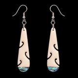 Bone Drop Earrings With Paua 54mm #48