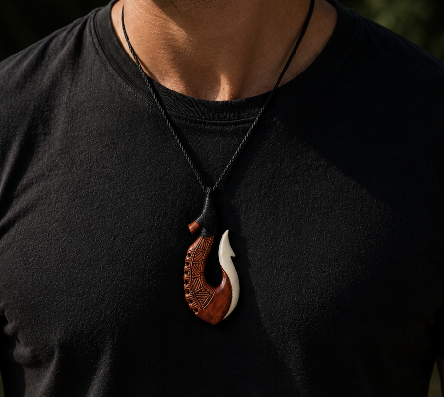 Bone Hook Stained Carving Pendant #40 Secondary image