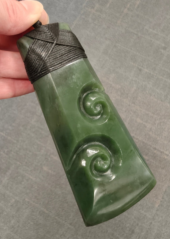 NZ Greenstone XL Toki With Double Koru 117mm #19