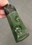 NZ Greenstone XL Toki With Double Koru 117mm #19