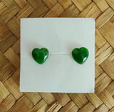 Jade Heart Stud Earrings