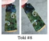 NZ Flower Jade Greenstone Toki With Double Koru #FJ