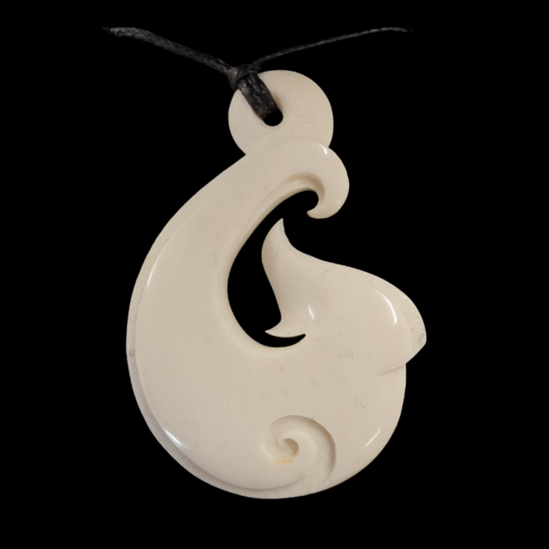 Hook Bone Carving - Carved by Peter Mitchell, NZ - #011