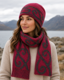 Lothlorian Possum & Merino Aroha Unisex Beanie and/or Scarf - Raspberry/Charcoal