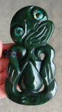 NZ Greenstone Extra Large Sideways Tiki Carving - 123mm #39L-S4