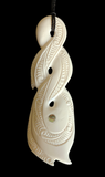 Large Double Twist Bone Carving - 16cm - Carved by Joseph, NZ - #60