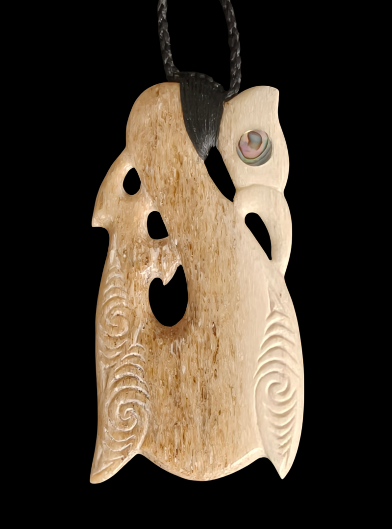 Manaia Whalebone Carving - NZ Made By Finao Katoa #ASW101 Main image