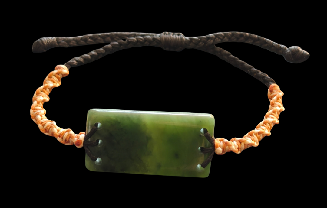 NZ Pounamu Greenstone Cord Bracelet #07L Main image