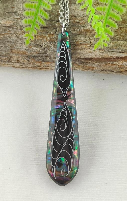 Paua And Koru Design Necklace #10 Main image