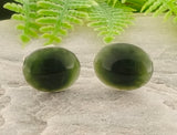 NZ Greenstone Small Oval Stud Earrings - 11mm x 9mm