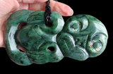 NZ Greenstone Extra Large Sideways Tiki Carving - 124mm #39L-S4