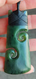 NZ Greenstone Matte Toki with Double Koru #92c