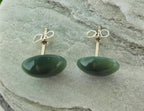 NZ Greenstone Large Oval Stud Earrings - 11-12mm