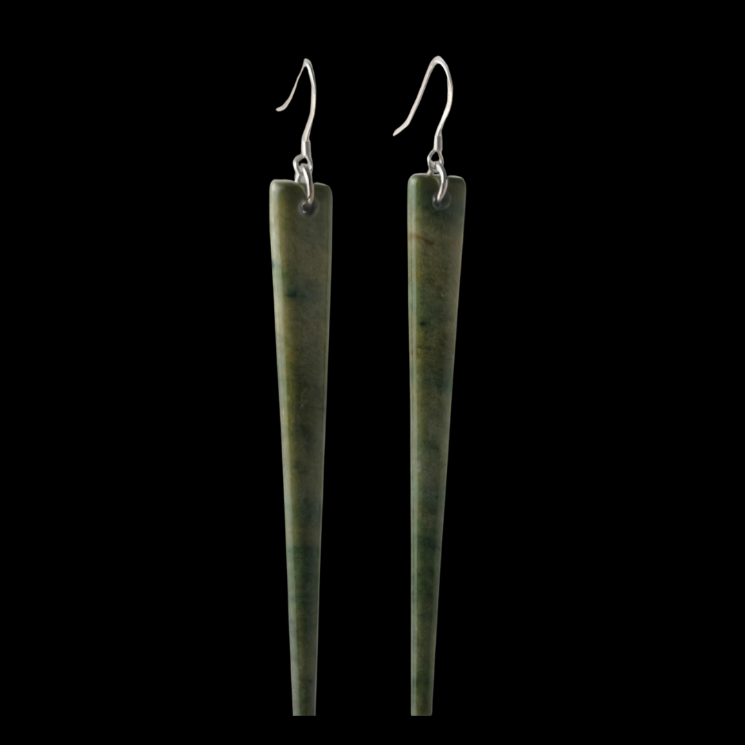 NZ Greenstone Earrings 82mm #ASE60