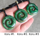 NZ Greenstone Small Koru Carving 34mm #58