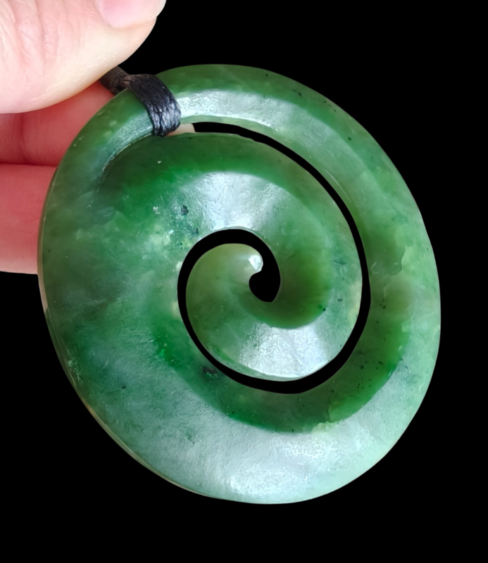 NZ Greenstone Large Koru Carving 60cm #04 Secondary image