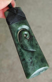 NZ Greenstone Toki With Koru Carving 90mm #56B