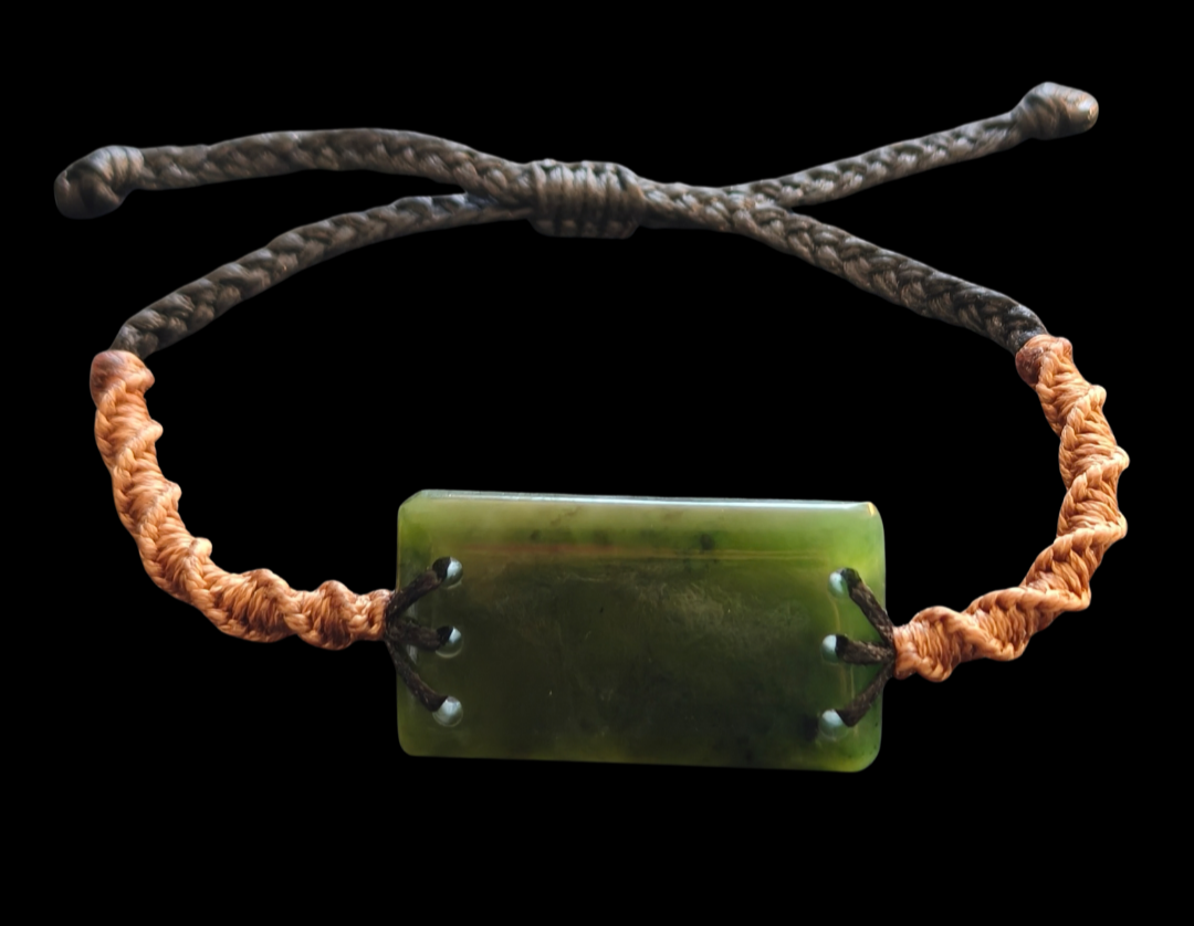 NZ Pounamu Greenstone Cord Bracelet #07H Main image