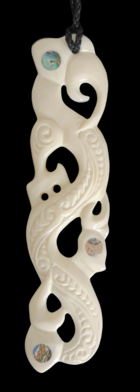 Manaia Bone Carving Necklace - 160mm - Carved by Joseph, NZ - #38