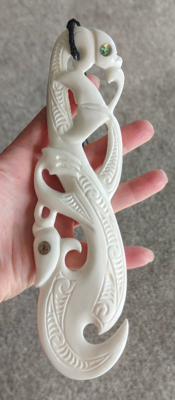 Super Large Manaia Bone Carving - 214mm - Carved by Joseph, NZ - #50 Secondary image