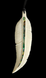 Large Manaia Feather Bone Carving Necklace - 140mm #26