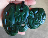NZ Greenstone Extra Large Sideways Tiki Carving - 125mm #39LS-3