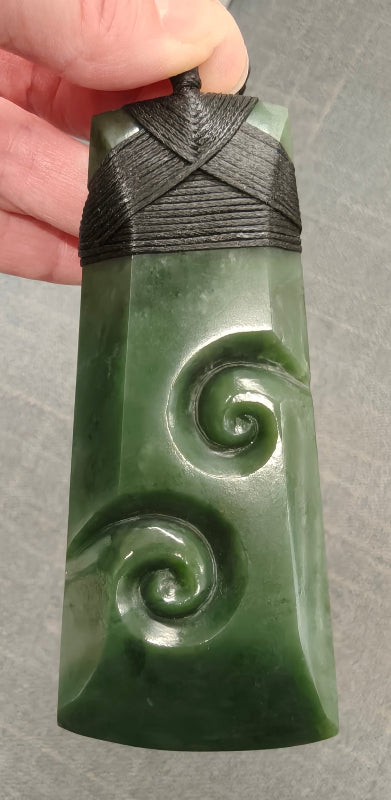 NZ Greenstone XL Toki With Double Koru 117mm #19 Main image