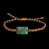 NZ Pounamu Greenstone Cord Bracelet #06A
