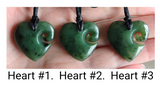 NZ Greenstone Heart With Koru - 27mm #03B