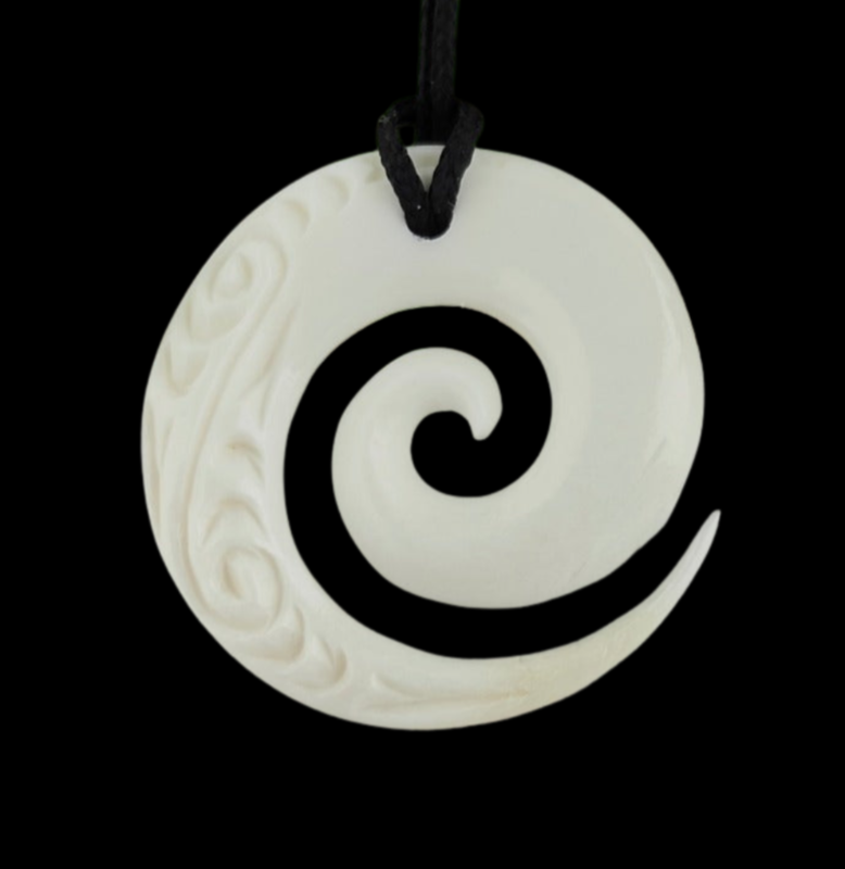 Koru Bone Carving - 38mm - Carved by Joseph, NZ - #28
