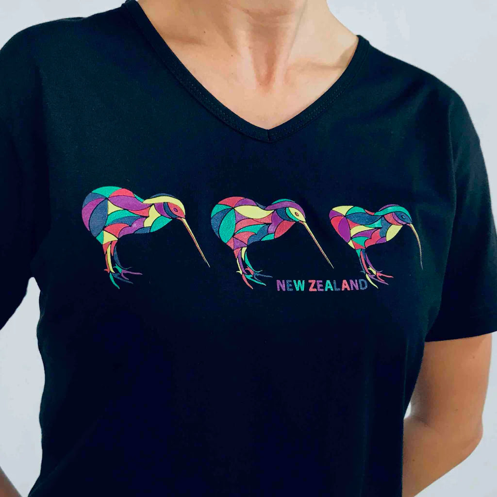 Ladies Fitted T-Shirt - Mosaic Kiwi Secondary image