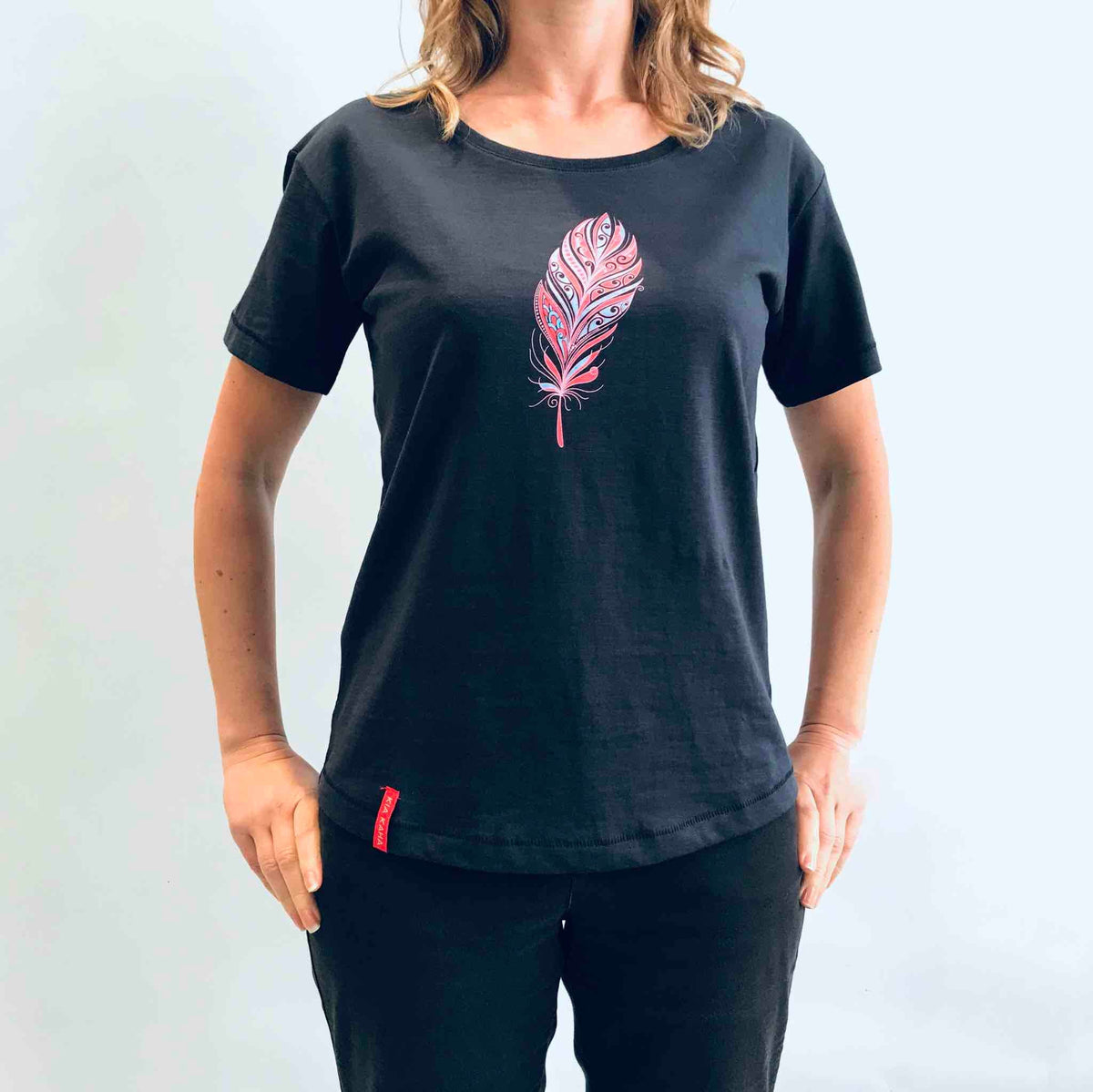 Women's Maori Feather Fitted T Shirt - Kia Kaha Main image