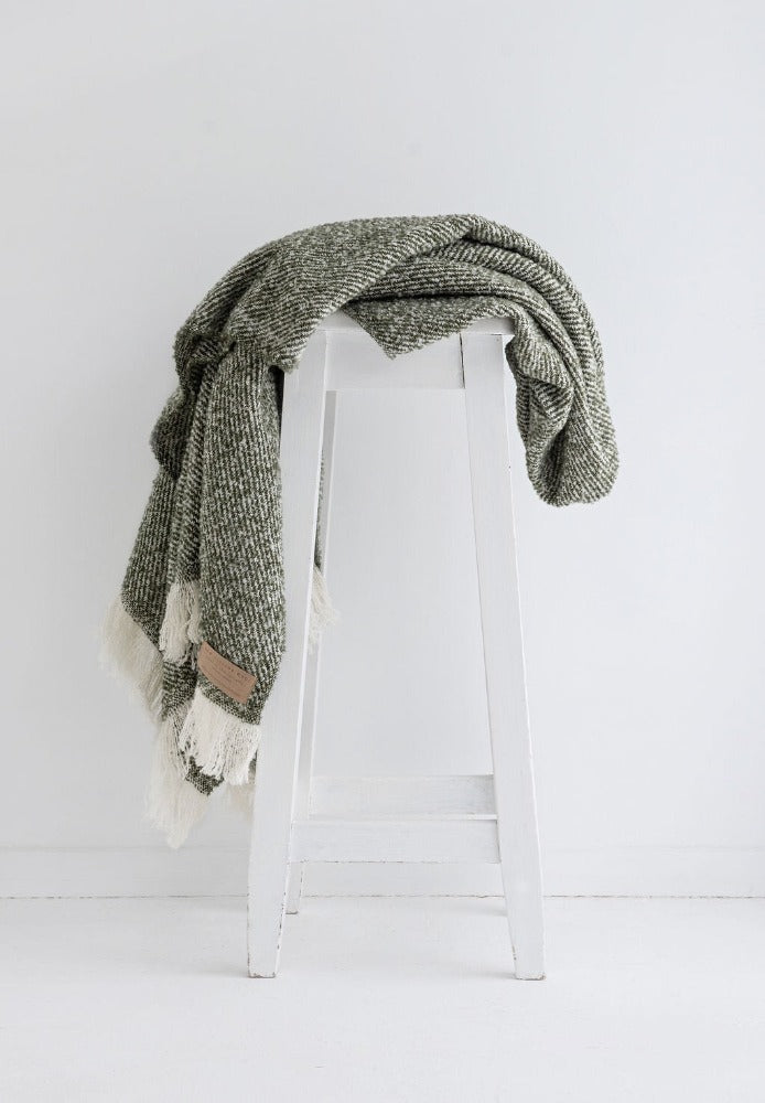 Wool Twill Throw - Moss - NZ Made Main image