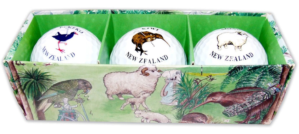 Golf Balls 3 Pack - Kiwi, Sheep And Pukeko