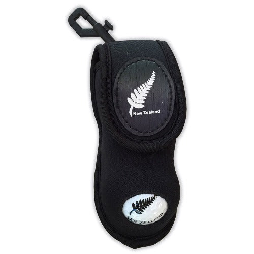 Black Neoprene Golf Pouch - 1 Ball and 2 Wooden Tees Main image