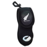 Black Neoprene Golf Pouch - 1 Ball and 2 Wooden Tees
