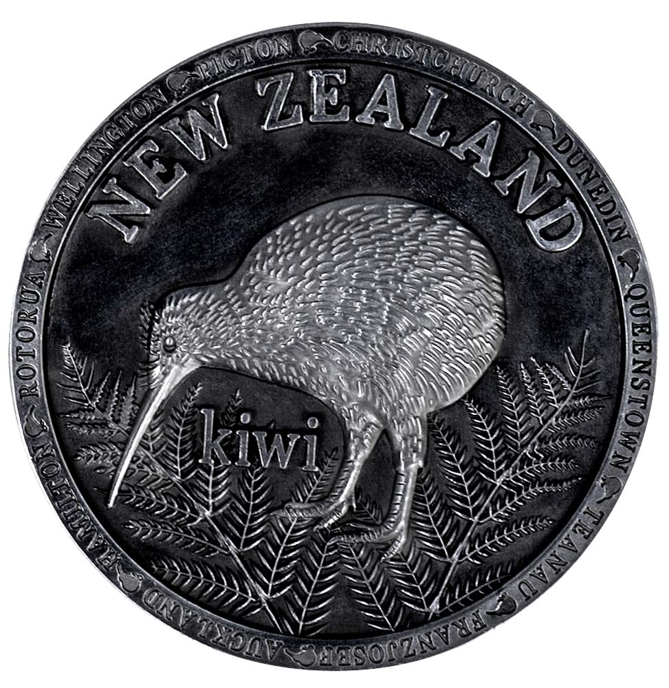 Pewter Metal Kiwi Plate With Stand 11cm