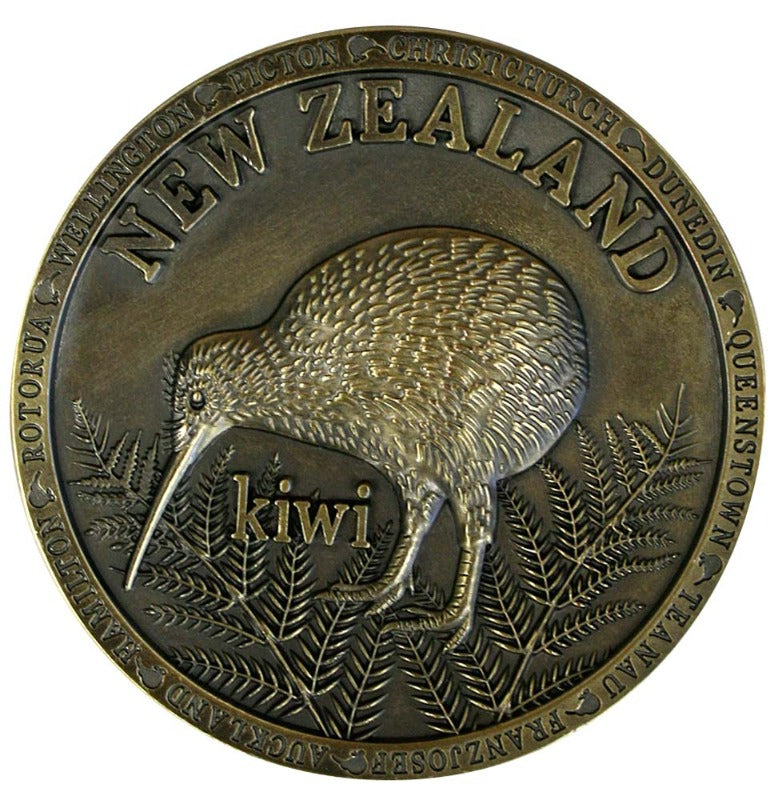 Bronze Metal Kiwi Plate With Stand 11cm Main image