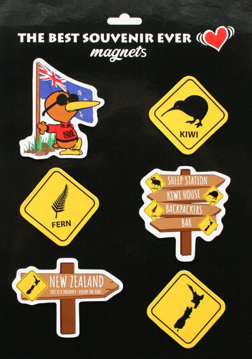 6 Pack Kiwi And Road Signs Magnets Main image