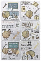 6 Pack Coffee Kiwis Foil Coaster Set