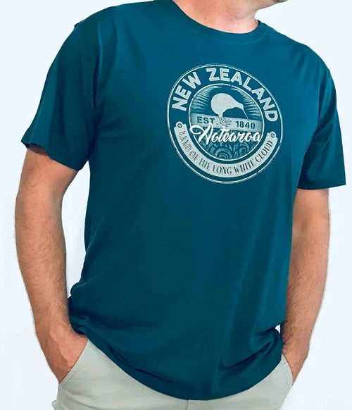 Mens Dark Blue Green T-Shirt - Kiwi Aotearoa NZ