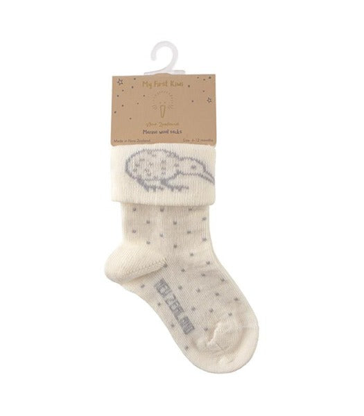 Infants Sketch Kiwi Merino Socks - NZ Made