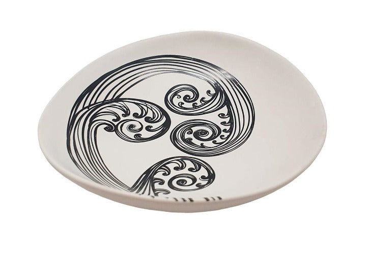 Black Ponga Detail On White - Little Porcelain Dish