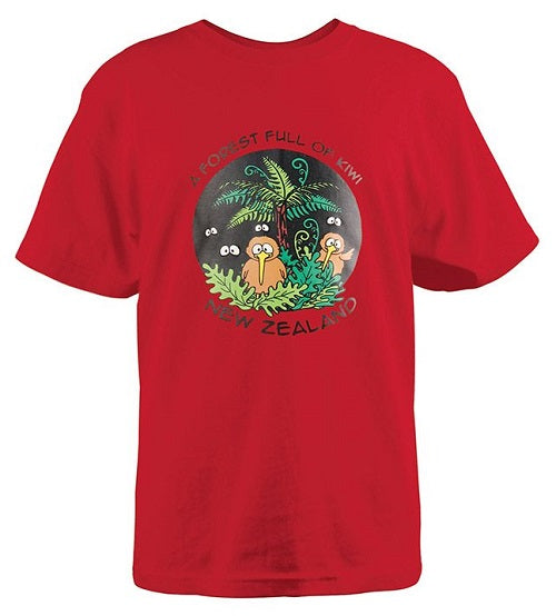 Glowing Forest Red Kids T-Shirt - Sizes 2-12yr