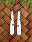 Drop With Koru Bone Carving Earrings - 63mm long #13