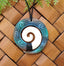 Hand Painted Koru Bone Carving Necklace #03