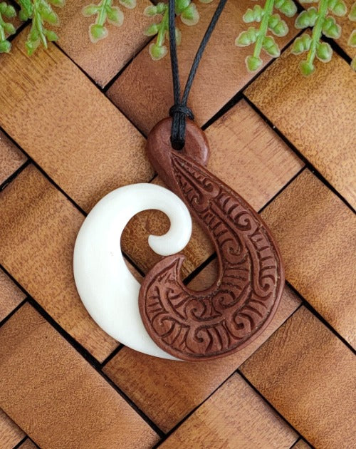 Koru Bone And Wood Carving Pendant #93 Main image
